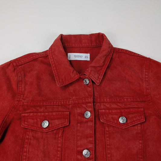 Giacca Mango in denim rosso cropped Y2K - S