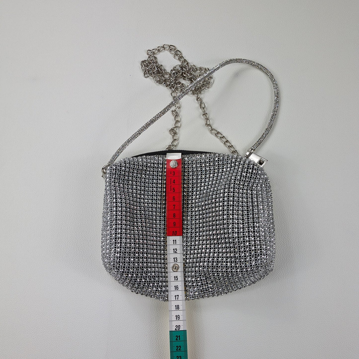Borsa vintage strass effetto brillante doppia tracolla