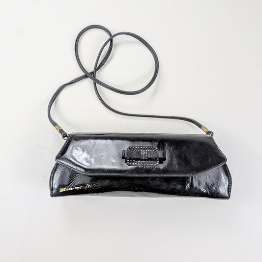 Borsa baguette lucida vintage classy total black