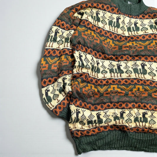 Maglione vintage anni ’90 in fibra di alpaca con pattern Andino - S