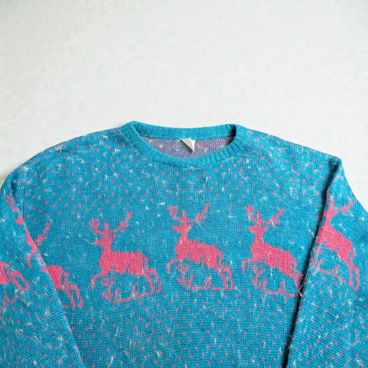 Maglione vintage anni ’80/’90 con grafica kitsch retrò - M
