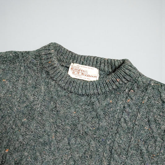Maglione vintage Fisherman Aran filato tweed con neps multicolor - L/XL