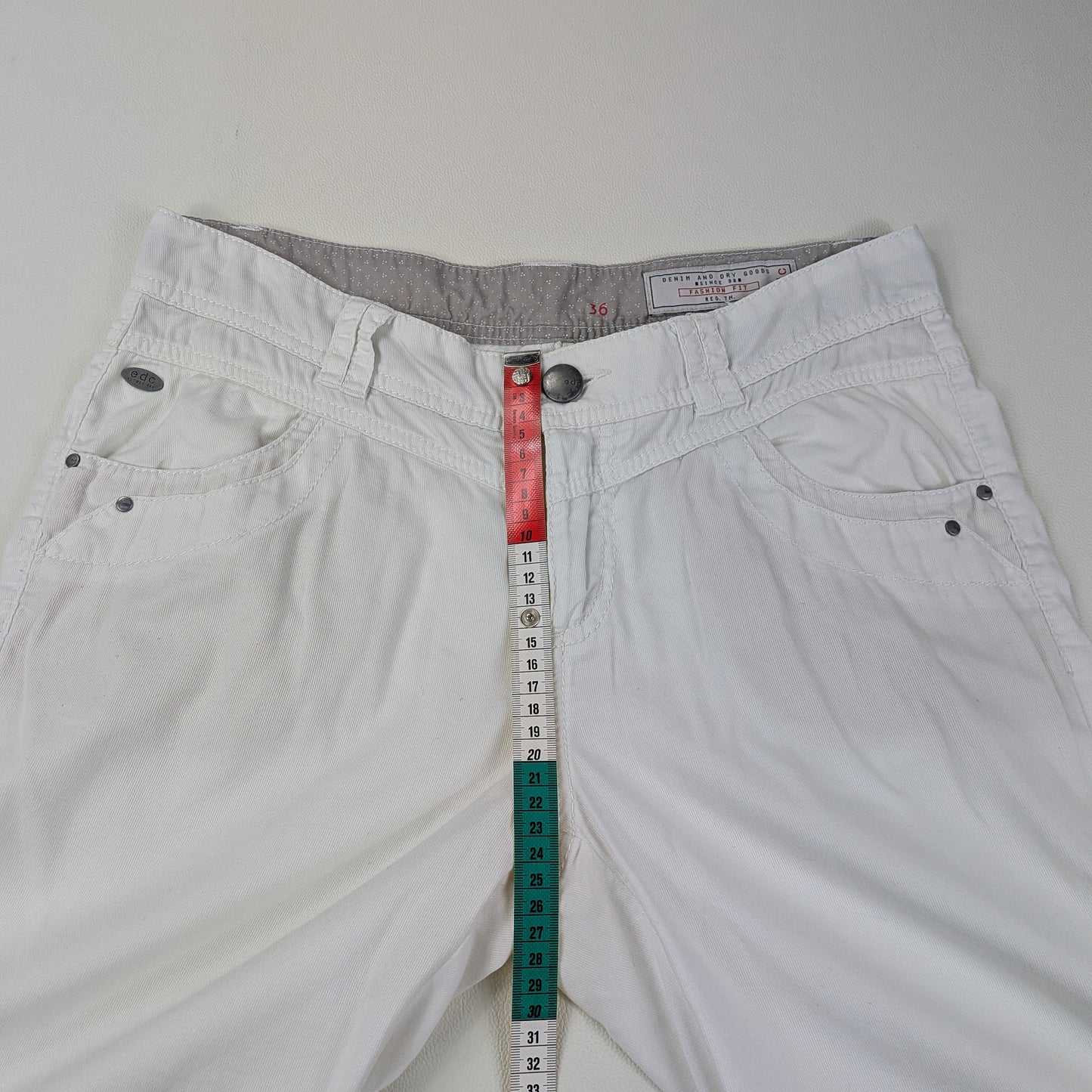 Bermuda EDC denim bianco con linguette laterali - 36/XS-S