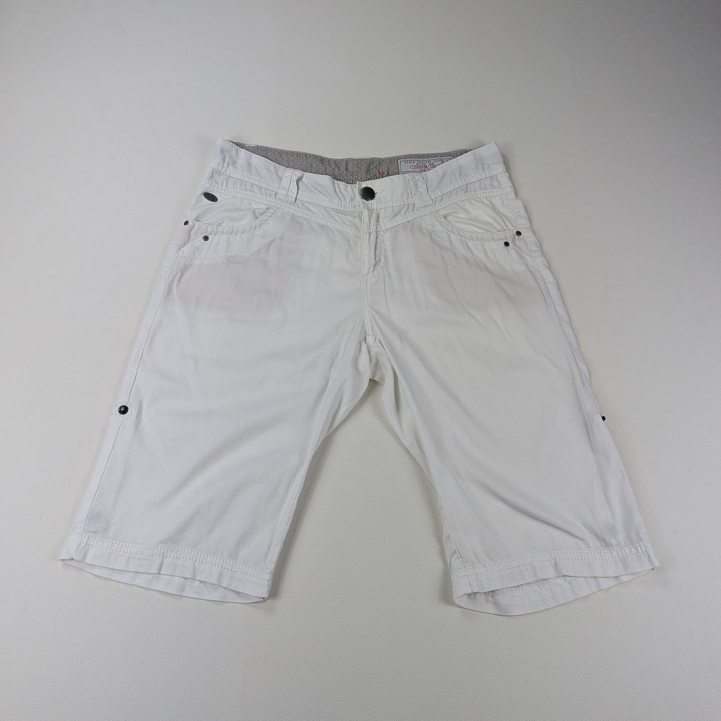 Bermuda EDC denim bianco con linguette laterali - 36/XS-S