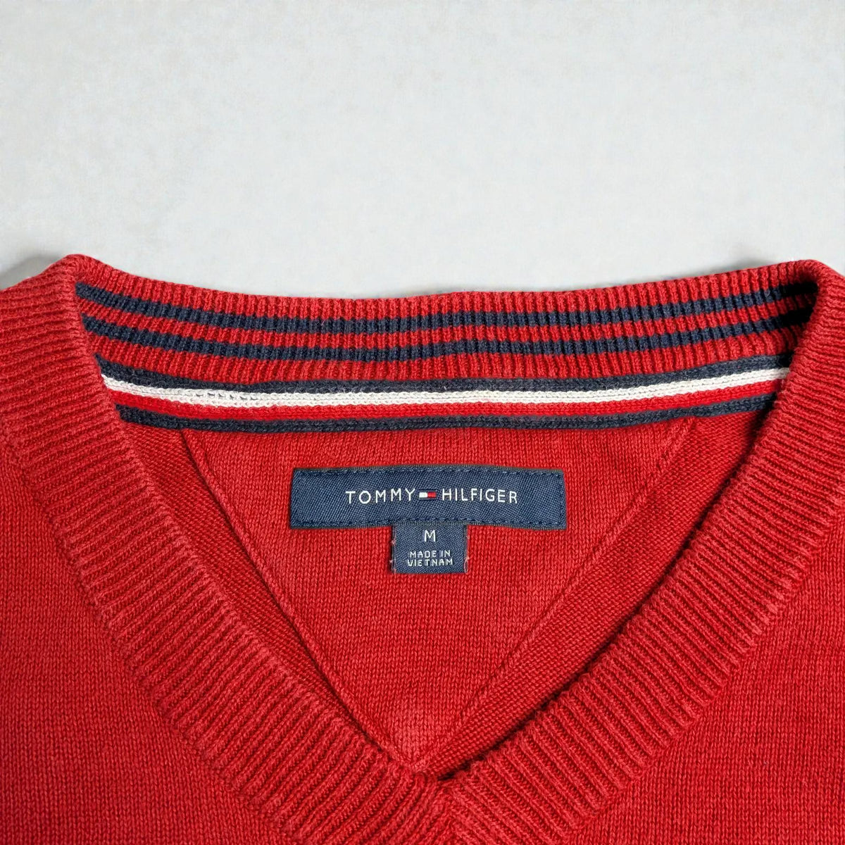 Tommy Hilfiger Cotton V-Neck Sweater - M