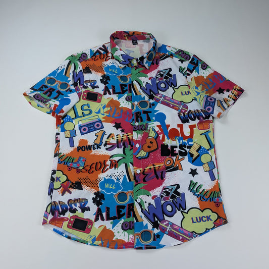 Camicia vintage urban Y2K multicolor pop-art cartoon - M