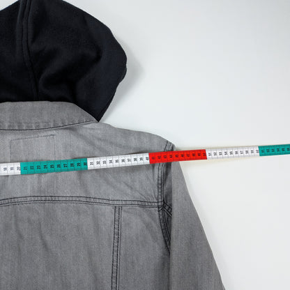 Giacca Guess in denim grigio trucker hoodie - S