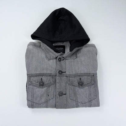 Giacca Guess in denim grigio trucker hoodie - S
