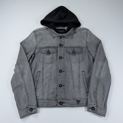 Giacca Guess in denim grigio trucker hoodie - S
