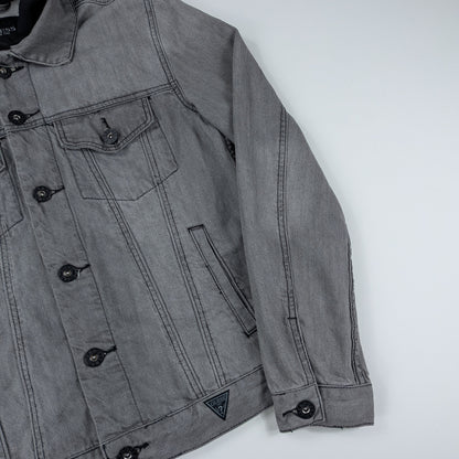 Giacca Guess in denim grigio trucker hoodie - S
