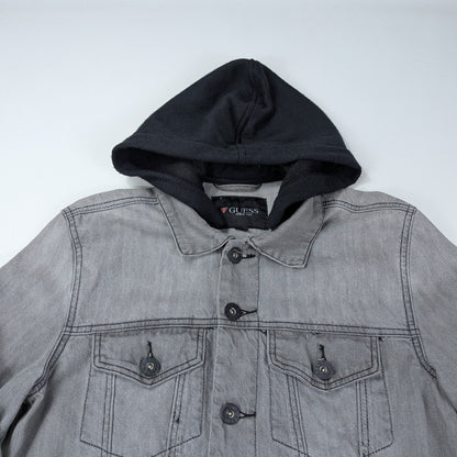 Giacca Guess in denim grigio trucker hoodie - S