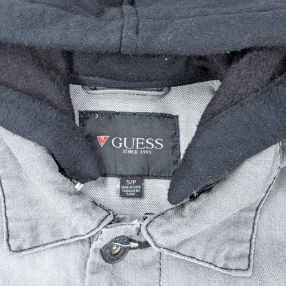 Giacca Guess in denim grigio trucker hoodie - S