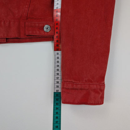 Giacca Mango in denim rosso cropped Y2K - S