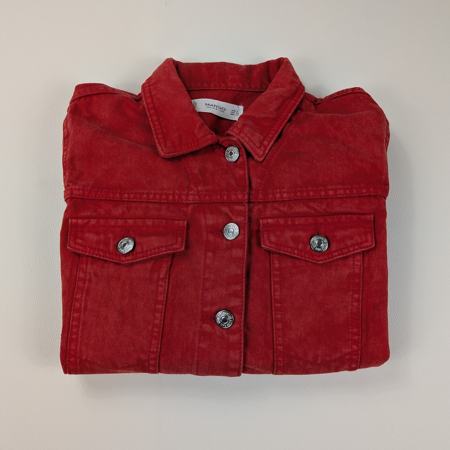 Giacca Mango in denim rosso cropped Y2K - S