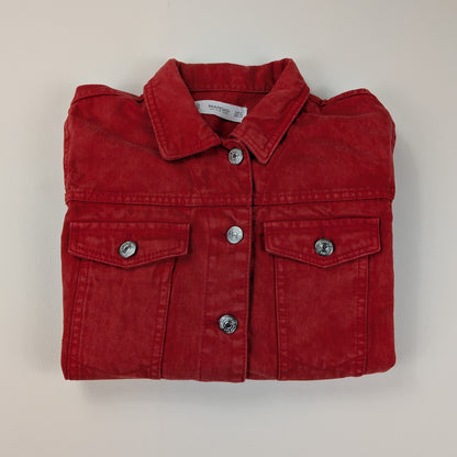 Giacca Mango in denim rosso cropped Y2K - S