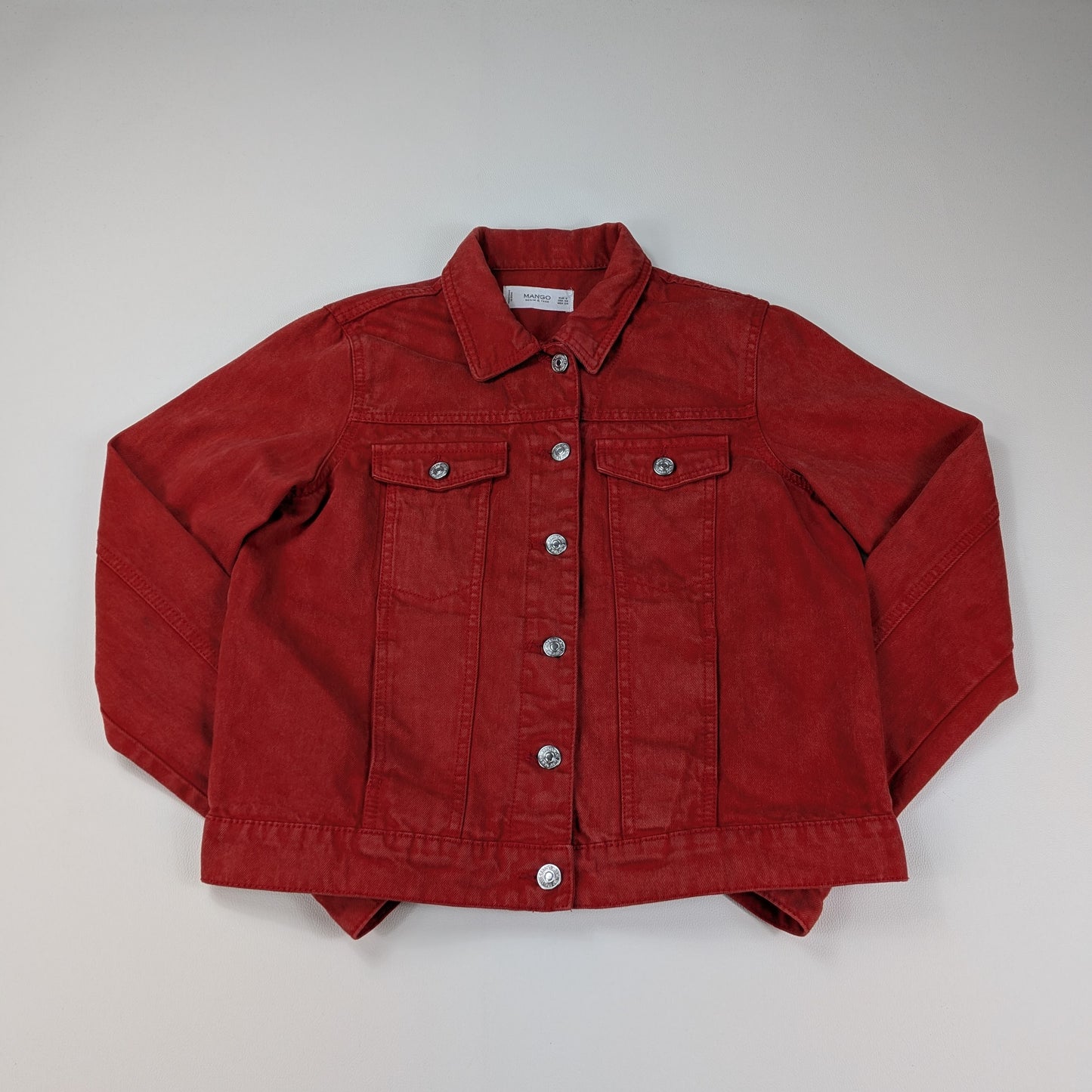 Giacca Mango in denim rosso cropped Y2K - S