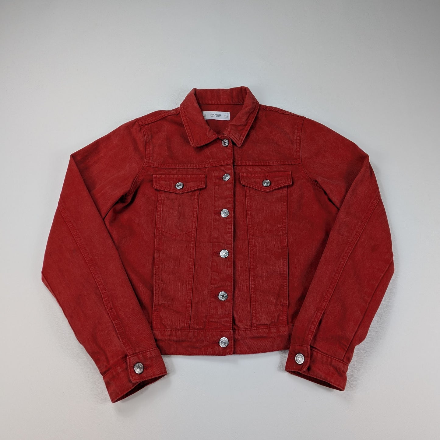 Giacca Mango in denim rosso cropped Y2K - S