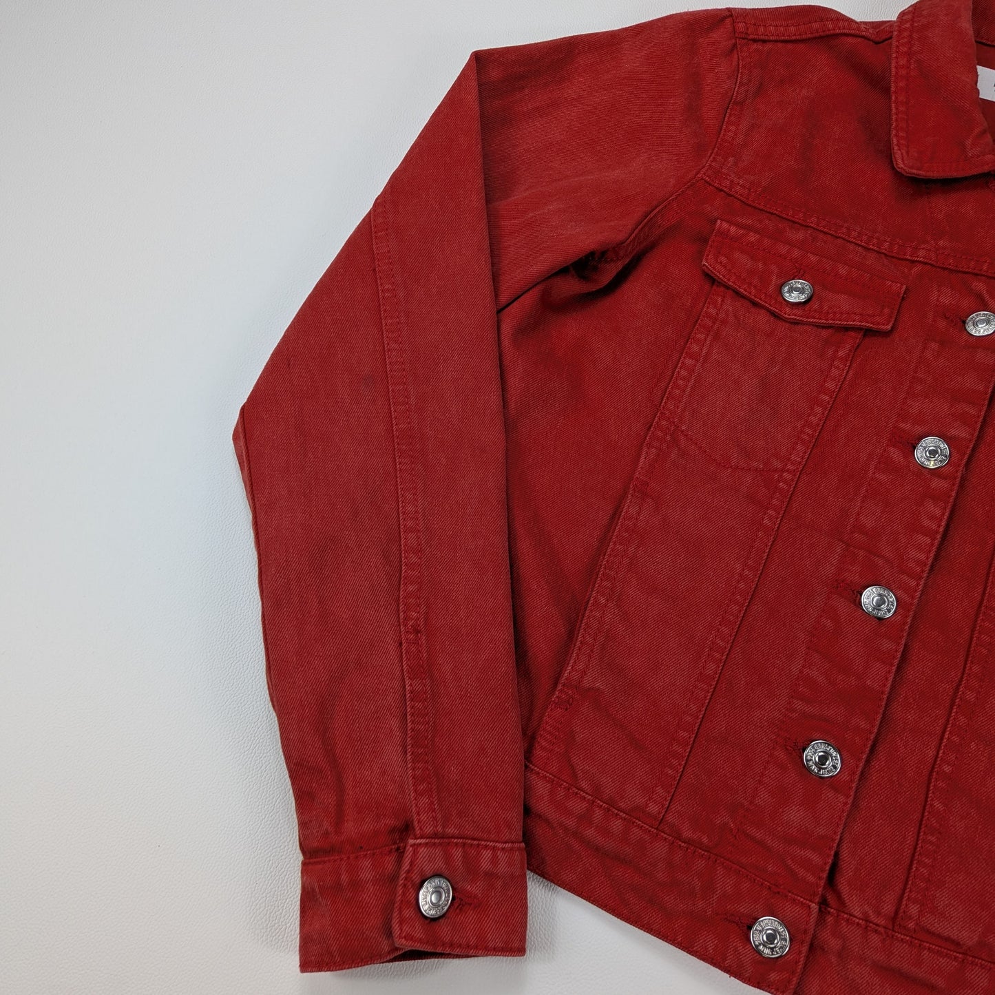 Giacca Mango in denim rosso cropped Y2K - S