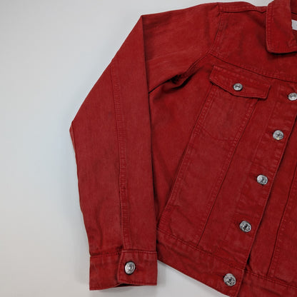 Giacca Mango in denim rosso cropped Y2K - S