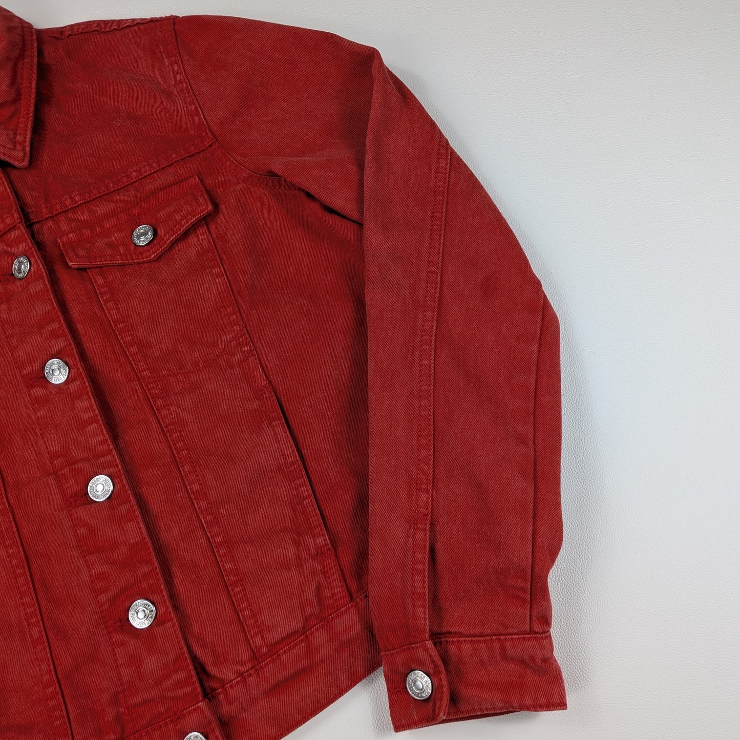 Giacca Mango in denim rosso cropped Y2K - S