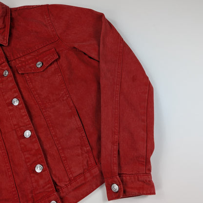 Giacca Mango in denim rosso cropped Y2K - S