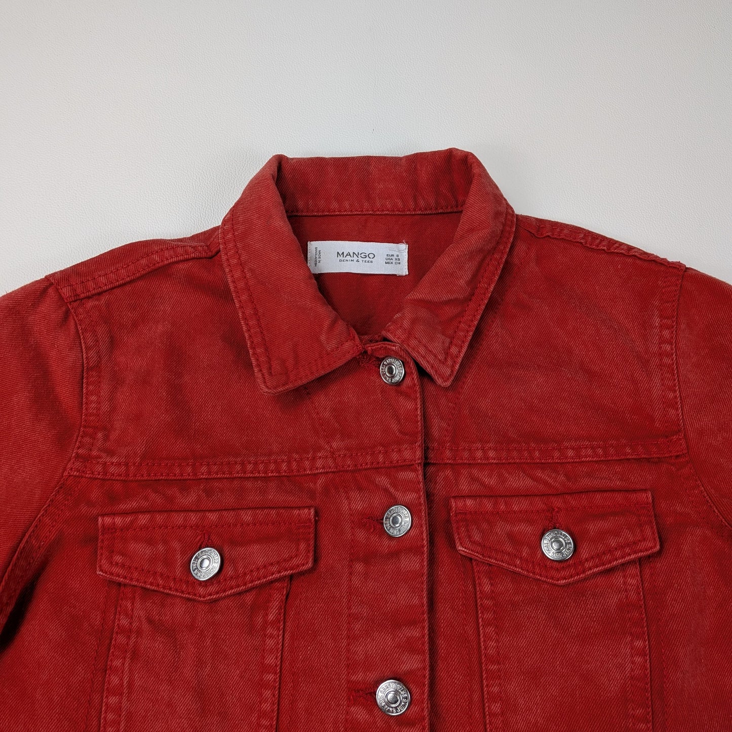 Giacca Mango in denim rosso cropped Y2K - S