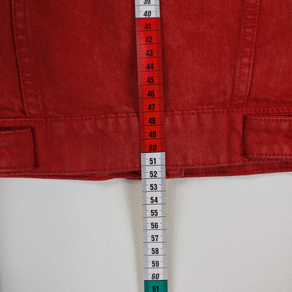Giacca Mango in denim rosso cropped Y2K - S