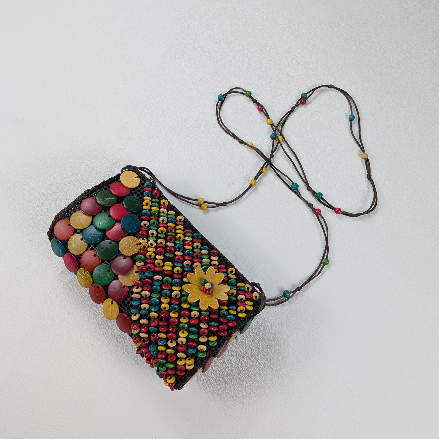 Borsa artigianale multicolore con perline etnico boho festival
