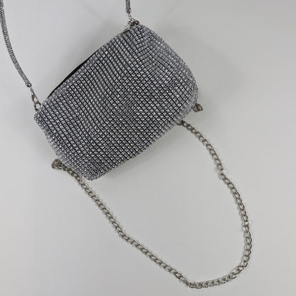 Borsa vintage strass effetto brillante doppia tracolla