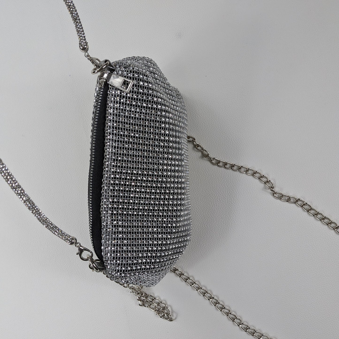 Borsa vintage strass effetto brillante doppia tracolla