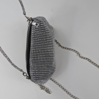 Borsa vintage strass effetto brillante doppia tracolla