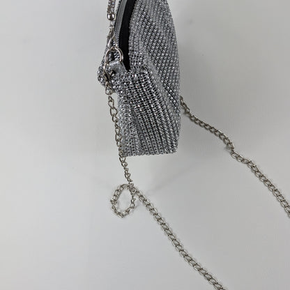 Borsa vintage strass effetto brillante doppia tracolla