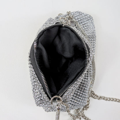 Borsa vintage strass effetto brillante doppia tracolla