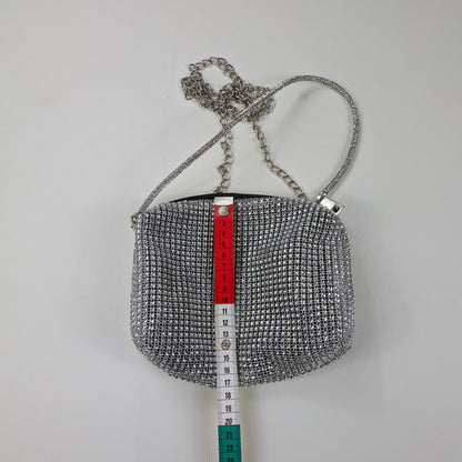 Borsa vintage strass effetto brillante doppia tracolla