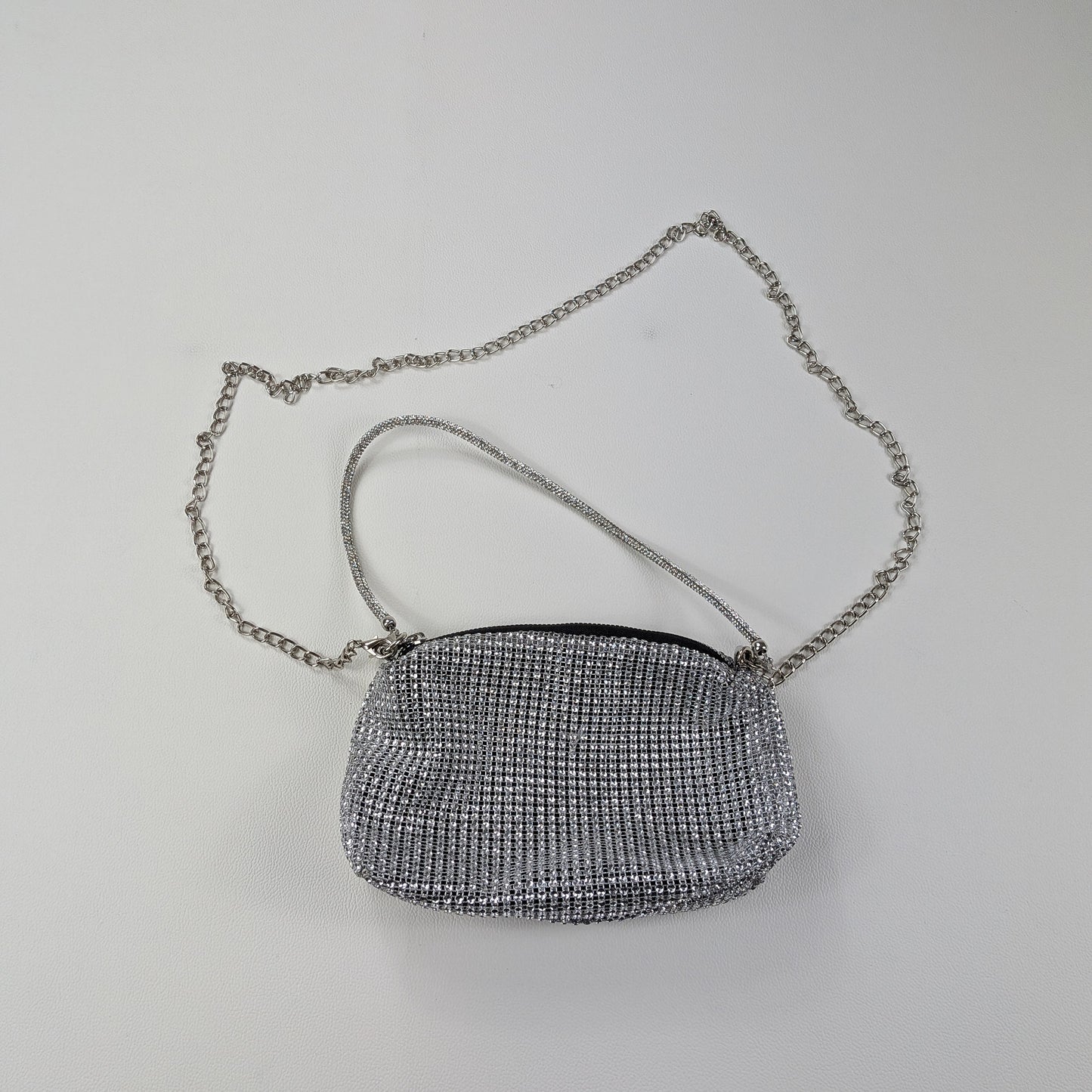 Borsa vintage strass effetto brillante doppia tracolla