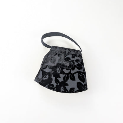 Borsa piccola nera elegante vellutata manico corto