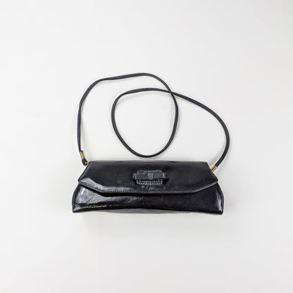 Borsa baguette lucida vintage classy total black