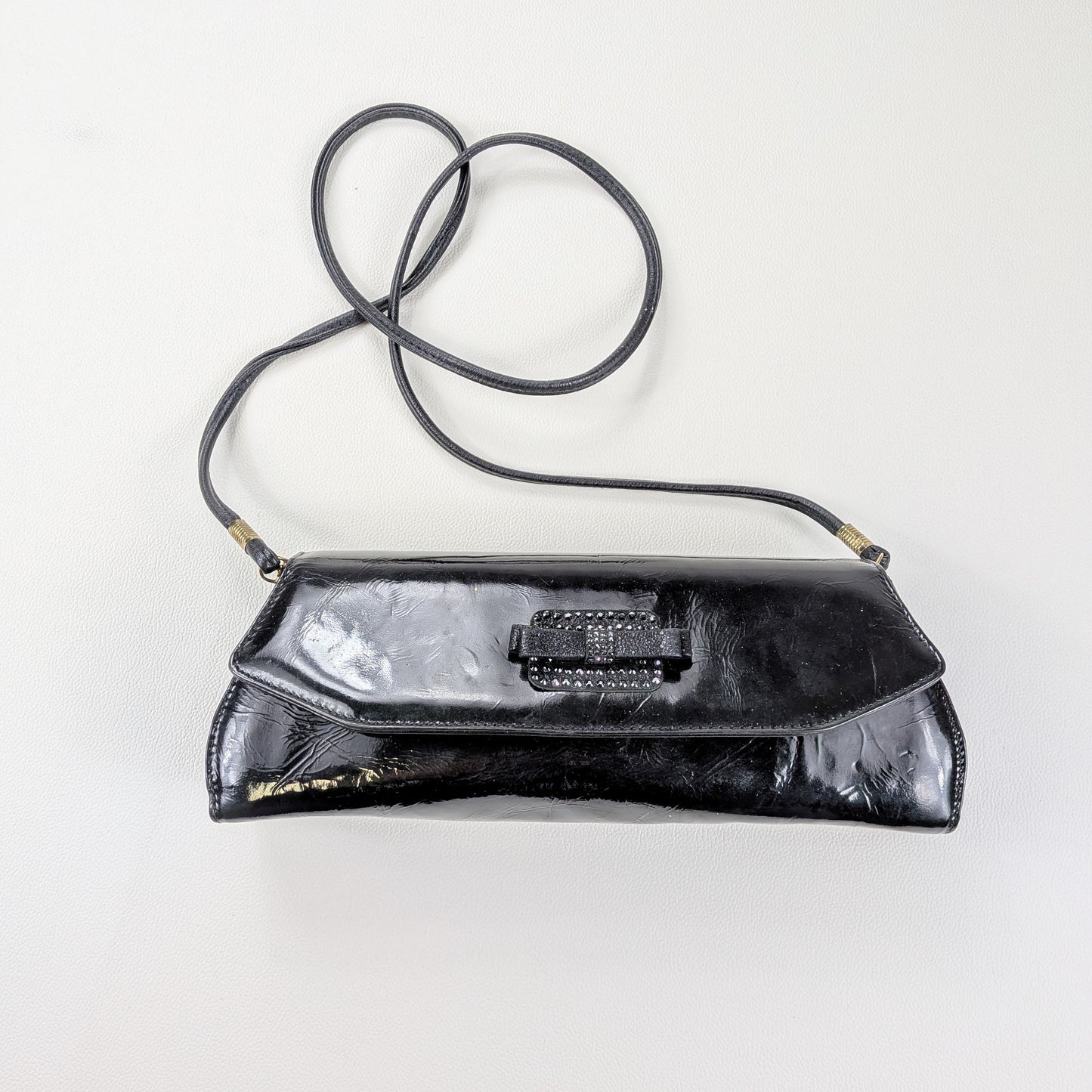 Borsa baguette lucida vintage classy total black