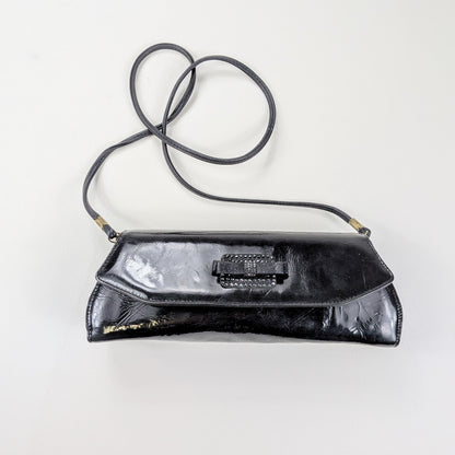 Borsa baguette lucida vintage classy total black