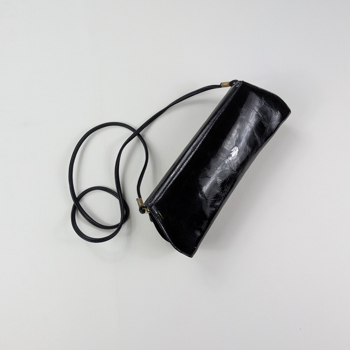 Borsa baguette lucida vintage classy total black