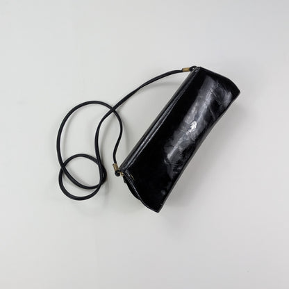 Borsa baguette lucida vintage classy total black