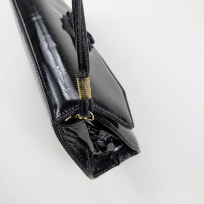 Borsa baguette lucida vintage classy total black