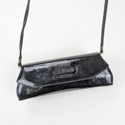 Borsa baguette lucida vintage classy total black