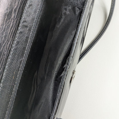 Borsa baguette lucida vintage classy total black