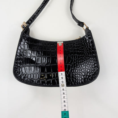 Borsa a spalla ecopelle coccodrillo lucido minimal elegante