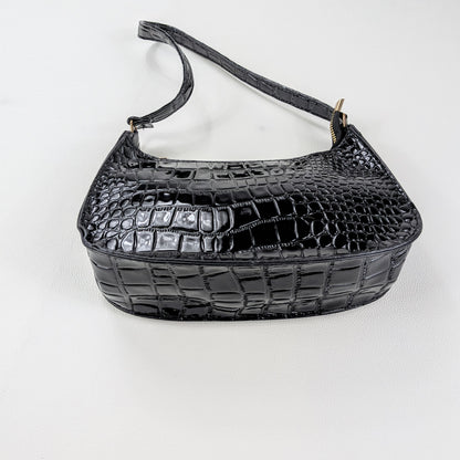 Borsa a spalla ecopelle coccodrillo lucido minimal elegante