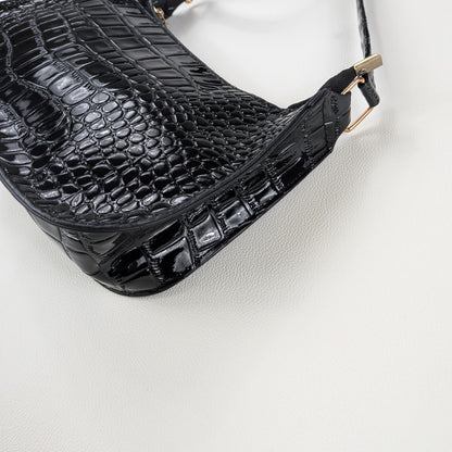 Borsa a spalla ecopelle coccodrillo lucido minimal elegante