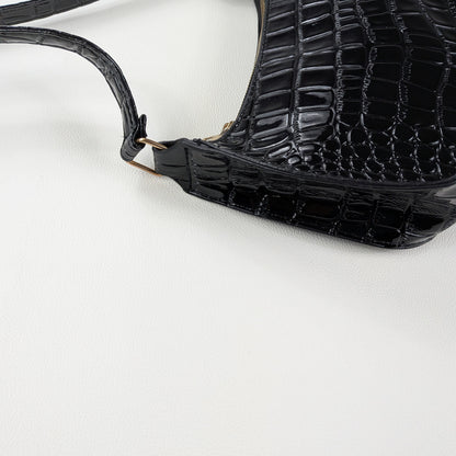 Borsa a spalla ecopelle coccodrillo lucido minimal elegante