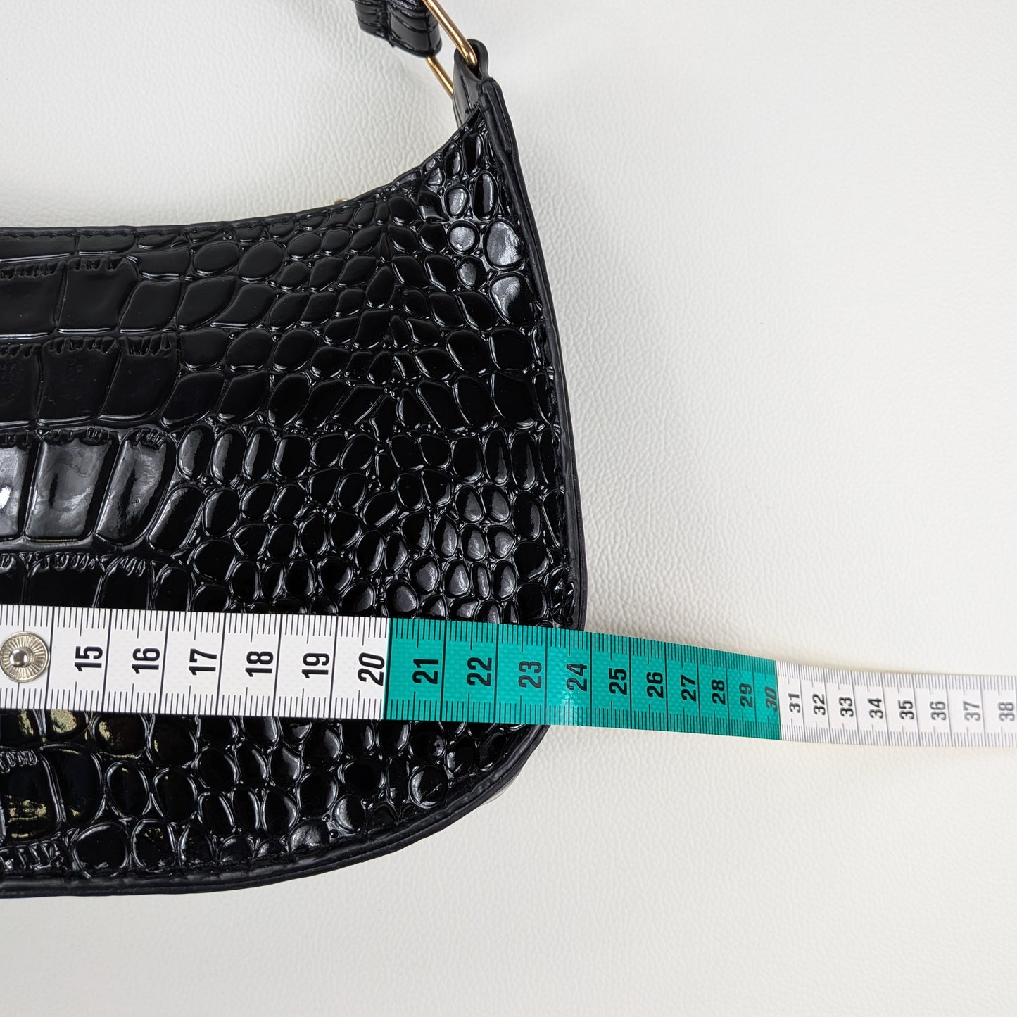 Borsa a spalla ecopelle coccodrillo lucido minimal elegante