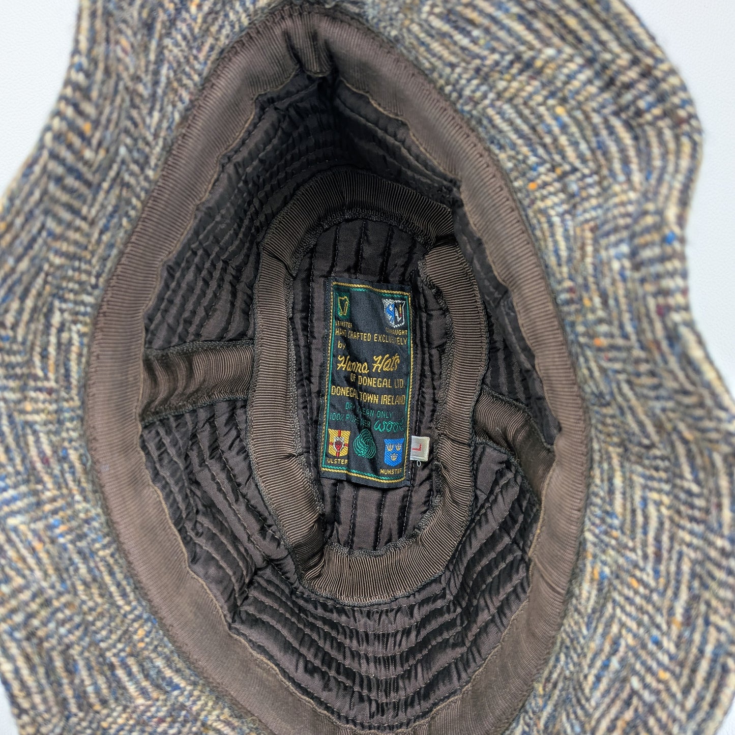 Cappello artigianale Hanna Hats 100% lana Irish Donegal Tweed - L